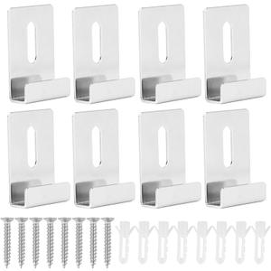 8PCS Mirror Hanging Clips Kit - 1/4 Inch Channel Metal Frameless Mirror Holders Hardware - Heavy Duty Mounting Hangers for Wall, Tile, and Picture Frames(Silver)