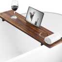 Acacia Wood Bathtub Caddy Tray 34.6" Adjustable Bath Tray for Tub | Bathtub Tray With Non-Slip Grip, Water-Resistant Wood & Stable Expandable Design Keeps Bath Essentials Secure & Within Reach