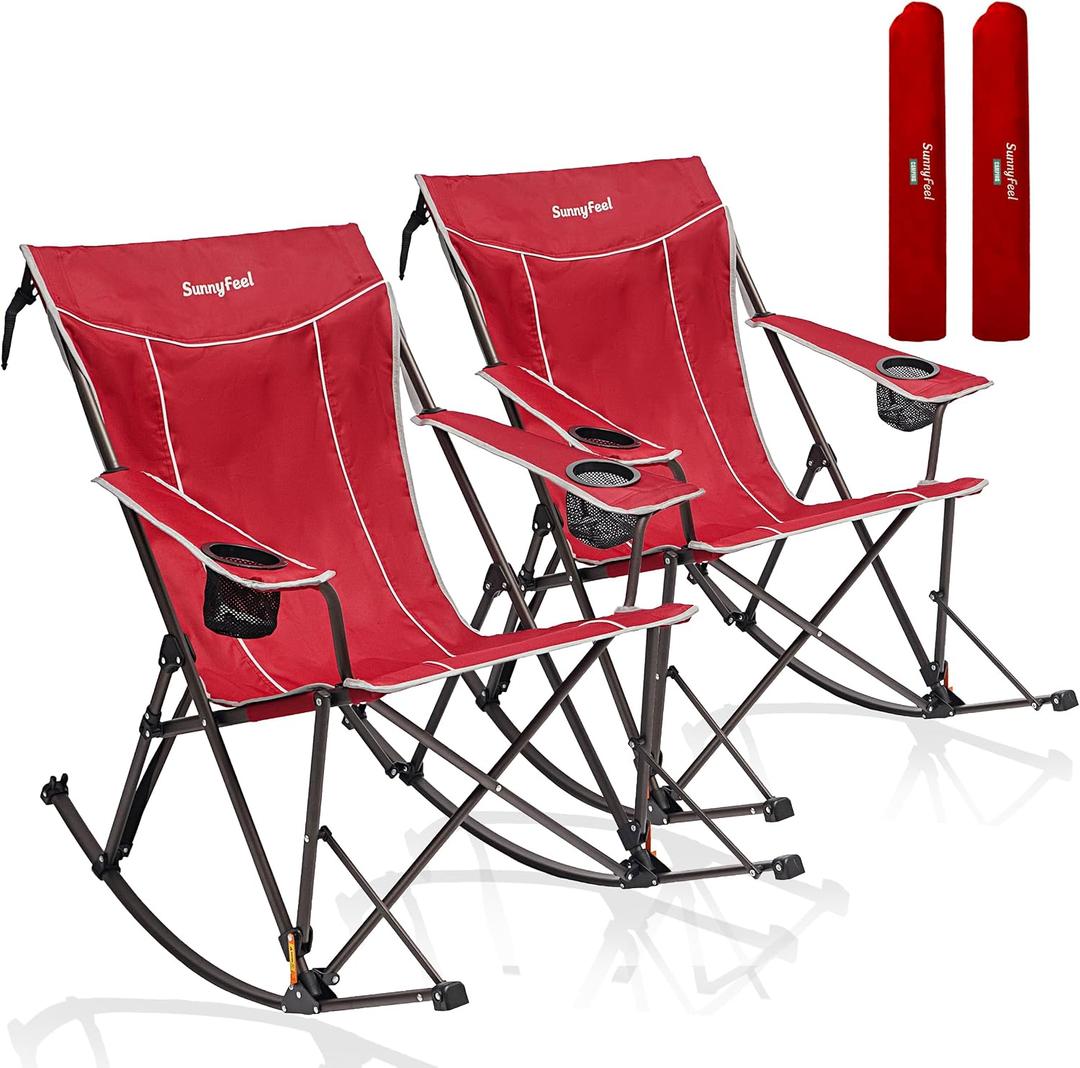 SUNNYFEEL 2 Pack Oversized Folding Rocking Camping Chair 500lbs, 2 PC