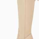 Women Cowboy Knee High Boots Chunky Block Heel Square Toe Tall Riding Boots (9.5, Beige)