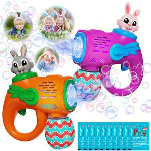 Bubble Guns for Toddlers,2 Pack Rabbit Bubble Machine for Kids, Bubble Blower with 10 Bubble Solutions,Outdoor Bubble Toy Summer Birthday Party Favors Gift for Age 3 4 5 6 7 8 Years Old Boys Girls