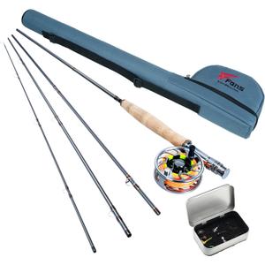 8Fans Portable Fly Fishing Rod and Reel Combo - 4-Section Fly Rod and CNC-machined Aluminum Alloy Reel - Complete Starter Package (9ft 3/4wt)