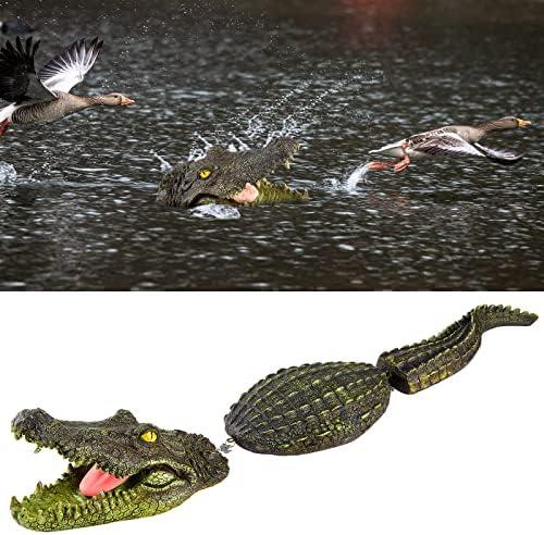 Sotiff 31.5 Inches Floating Alligator Decoy Floating Crocodile Decoy for Pool Fake Alligator Pool Float Statue Toy Garden Animal Figurines Water Pond Decorations for Pond Outdoor Yard, Green