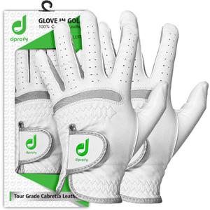Dprofy Men's Golf Glove Pro Cabretta Leather Golf Gloves Golf Accessories, Pack of 2 (XX-Large)