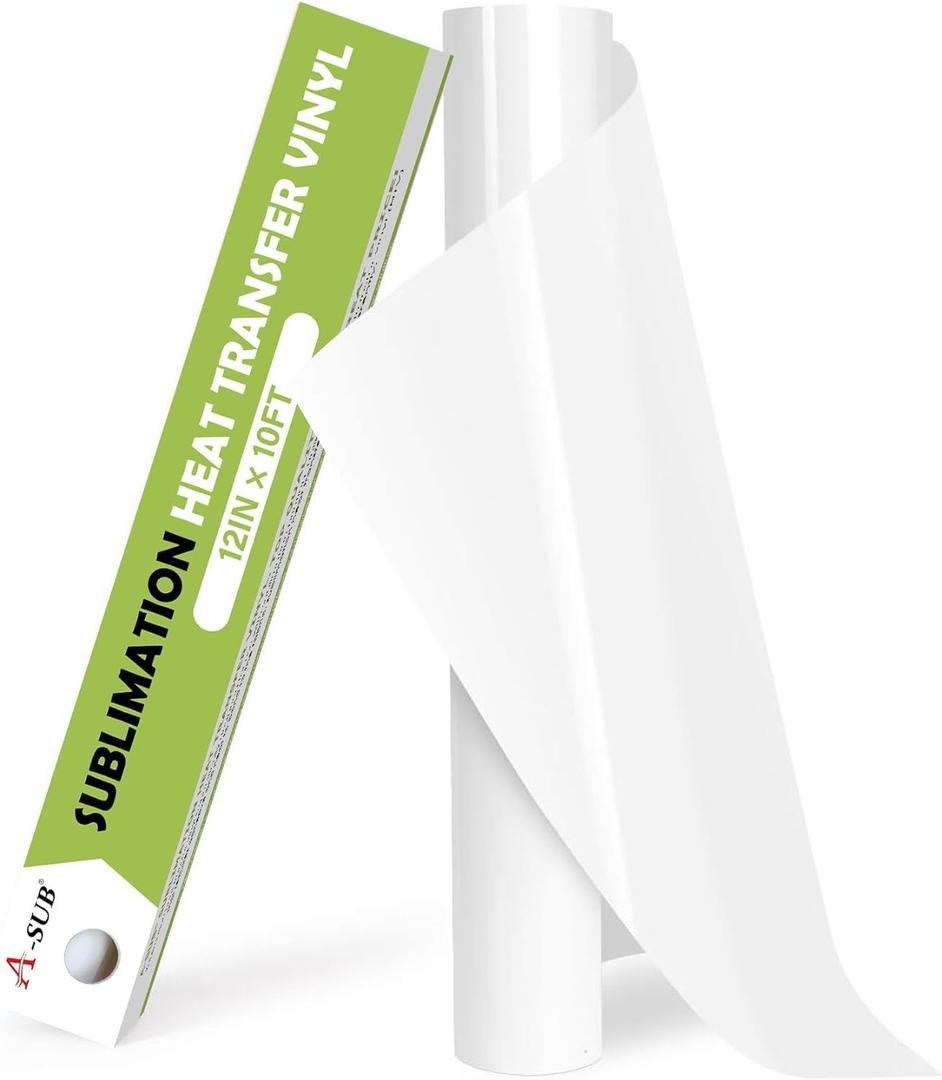 A-SUB Sublimation HTV for Light Fabric, Clear Sublimation Vinyl 12" X 10FT, Matte HTV Vinyl for Sublimation on Cotton Fabric T-Shirt, Pillow, Bag