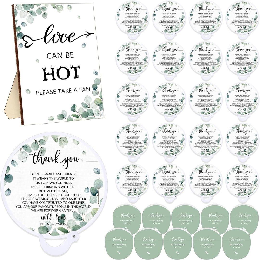 Wenqik 100 Set Wedding Favors for Guests Compact Folding Fans Bulk Thank You Gifts for Wedding Souvenirs