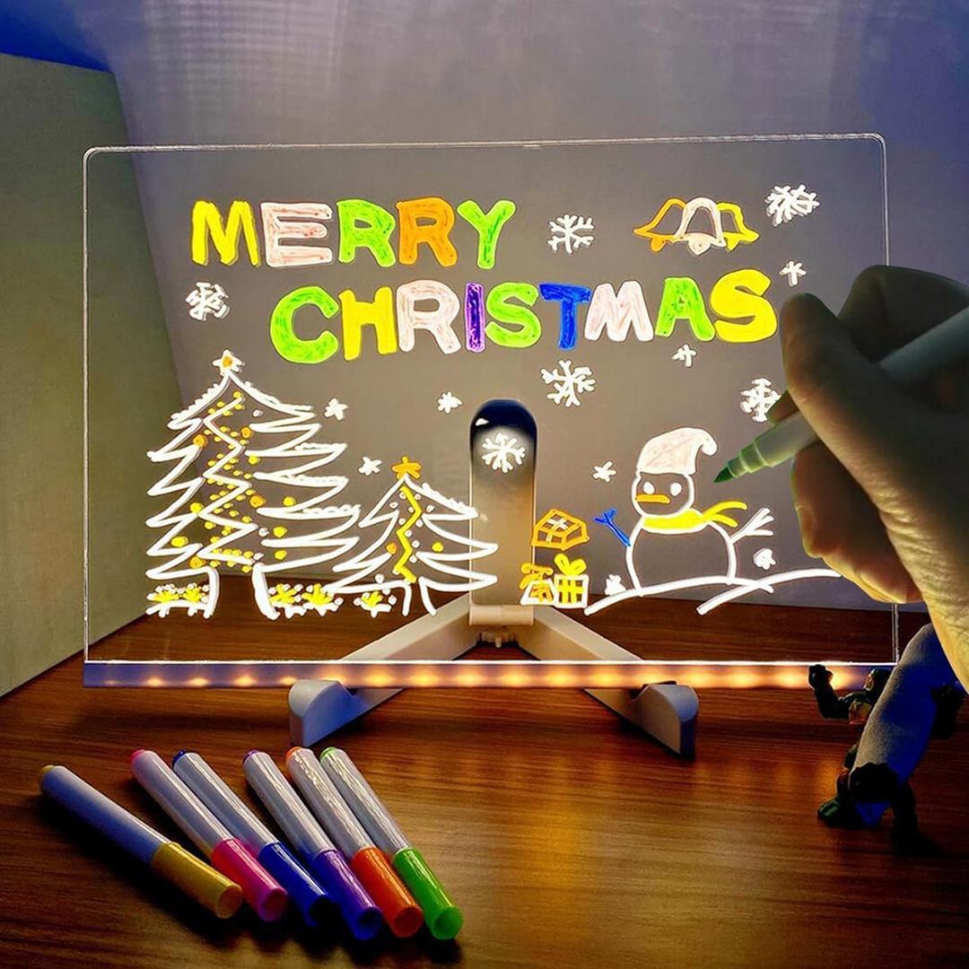 LED Note Board with Colors, Lumiboards Led Drawing Board for Kids, Clear Drawing Board with Light, 12 Inch Light-Up Acrylic Writing Board, Ideal Gift for Birthdays, Christmas (30 X 20cm)