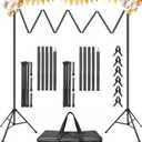 Backdrop Stand 10 x 8 Ft (WxH), Adjustable Photography Background Stand Support Kit with 6 Clamps & Carrying Bag for Photo Studio, Party, Wedding, Decoration, Projector Screen