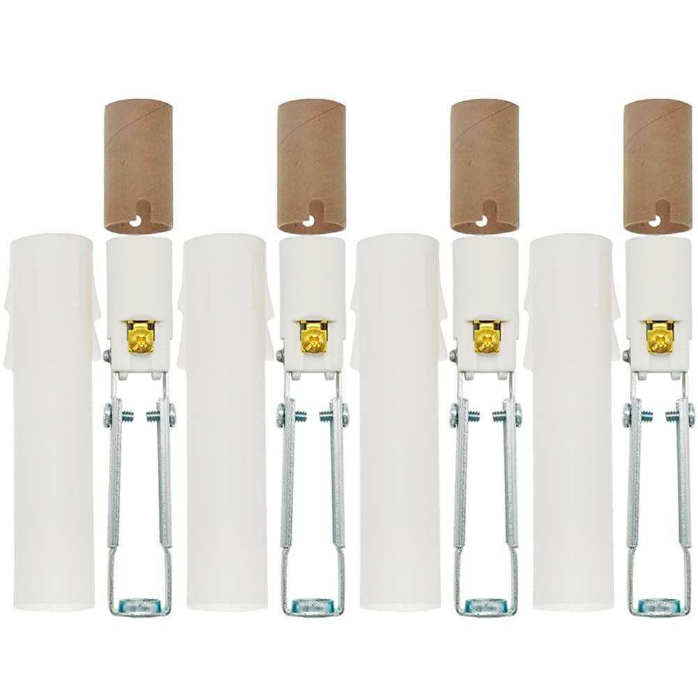Candelabra E12 Light Socket,Length Adjustable Ceramic Bulb Socket for Chandelier Lighting,Candelabra Lamp Holder with White Candle Cover Sleeves (4-Pack)