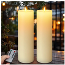 14" x 4" Large Outdoor Candles, Waterproof Flickering LED Flameless Candles with Timer, Battery Operated Candles with Remote Control Realistic Fake Pillar for Patio Porch Lanterns, Ivory 2 Pack