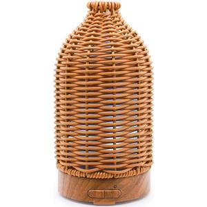 Essential Oil Diffuser - Multifunction Aromatherapy Diffuser 7 LED Color Changing Light 100ML Rattan Diffuser Easy to Clean Suitable for Home,Office (Tan)