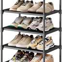 Kitsure Shoe Rack - 10-Tier Shoe Organizer with Detachable Fabric Shelves & Metal Frame, Tall Shoe Rack for Closet, Entryway, Living Room, 16.9" Wide - 10 Tier, Black