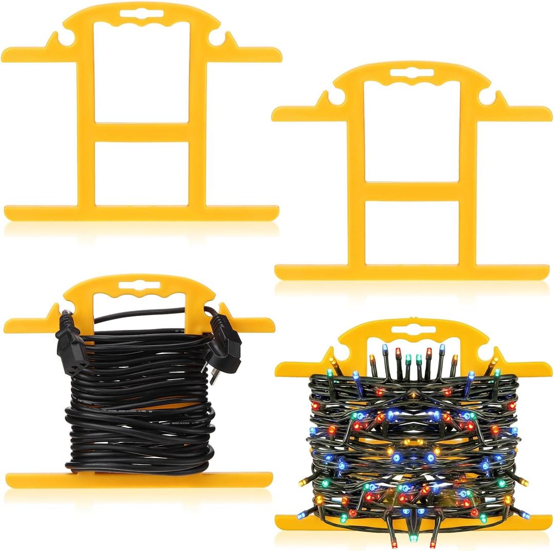 4Pcs ABS Heavy Duty Extension Cord Storage Reel Christmas Light Storage Reels Portable Cord Organizer Yellow H-shape Wrap-Holds Extension Cord Winder for Indoor & Outdoor