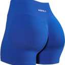 AUROLA Influence Collection Workout Shorts for Women, No Roll Up New Scrunch SeamlessGym Short-3.5" Inseam, Klein Blue, M