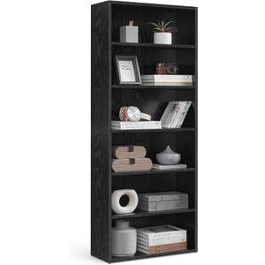 VASAGLE CUSTOS Collection - Bookshelf, 6-Tier Bookcase, Book Shelf, Open Storage Shelf, 9.4 x 23.6 x 63.3 Inches, for Living Room, Home Office, Dinning Room, Ebony Black ULBC166T56