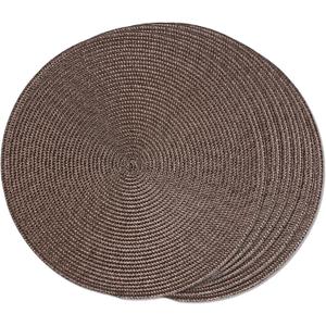 FunWheat Round Braided Placemats Set of 6 Table Mats for Dining Tables Woven Washable Non-Slip Place mats 15 inch (Brown, 6pcs)