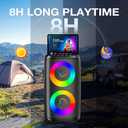 Karaoke Machine for Adults: Portable Bluetooth Speaker with 2 Wireless Karaoke Microphones with LED Lights Birthday Gifts for Party Family Home System Packages Support TWS/TF/USB/AUX