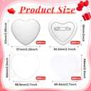 Landical 200 Sets Blank Heart Button Pin Parts 2.24 Inch Heart Shaped Maker Supplies for Button Maker Machine, DIY Badge Includes Metal Top Cover and Bottom Cover with Pin, Clear Film