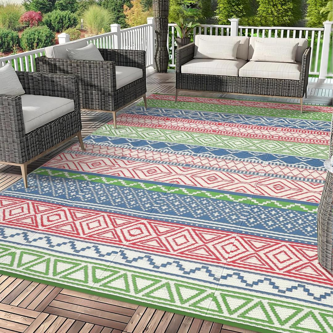GAOMON Outdoor Rug 10x20 ft Waterproof Reversible Patio Carpet, Extra Large Plastic Straw Outdoor Rug for Deck, Backyard, RV & Camping, UV Resistant Indoor Outdoor Area Rug