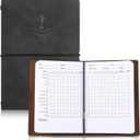 Chinco Golf Notebook Back Pocket Leather Golf Scorecard Book Journal Yardage Book for Sports and Outdoor Club Accessories (Black)
