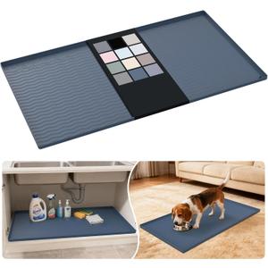 URMONA Waterproof Silicone Under Sink Mat 40'' x 22'' Shelf Liner for Kitchen and Bathroom, Cabinet and Counter Protector, Storage and Organizers, Litter Mat, Pet Cat Puppy Essentials(Dark Grey)