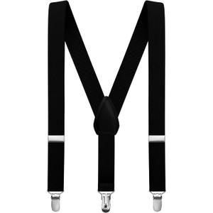 Moulen 1 Inch Durable Suspenders for 5M-10Y Kids Boys Girls (30 Inch/8 Years - 5 feet tall, Black)