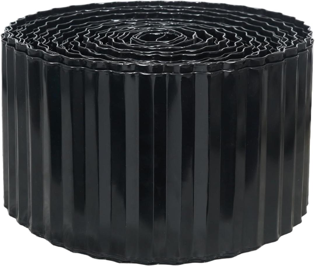 Quibbay Corrugated Metal Garden Edging, 6"100Ft Landscape Edging Border for DIY Lawn, Flower Bed and Garden, Flexible Bender Border for Lawn and Yard, Sturdy Galvanized Garden Edging Border, Black