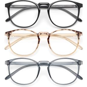 IBOANN Iconic Blue Light Glasses for Woman - Computer Glasses 99% Blue Light Blocking - Anti Eyestrain & UV Glare Protection (C1 Light Black &Cape Honey Tortoise &Cascade Grey)