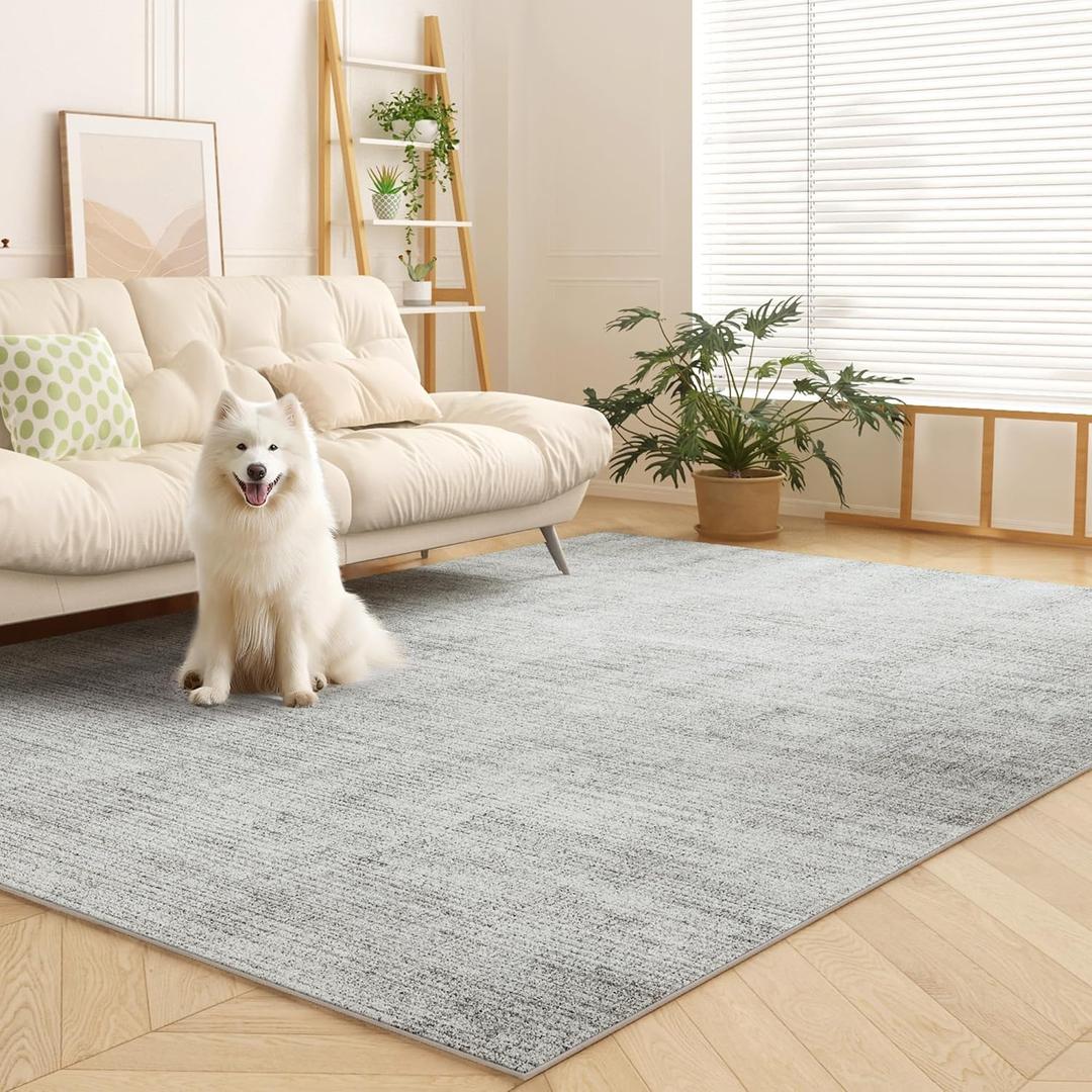 Area Rugs 5x7, Soft Machine Washable Rugs for Living Room Non Silp Vintage Rug Black Carpet for Living Room Dinning Room Farmhouse Bedroom Rug Under Bed Floor | Light Grey