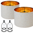 White Linen Decorative Large Lampshades Set Of 2 Fabric Shades,Drum 12 Inches For Table Lamp, Floor Lamp, Pendant Light,Floor Lamp,Farmhouse Lamp,Lamp Shade Harp Holder Included 