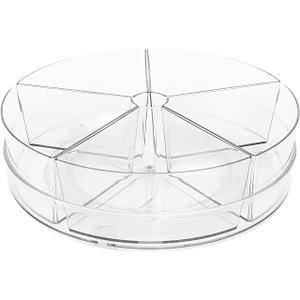 Roninkier Clear Lazy-Susan Organizer with 5-Removable-Bins - 11 Inch Round Plastic Rotating Storage Container for Cabinet, Pantry, Kitchen, Fridge, Vanity