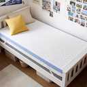 BDEUS 2 Inch Gel Memory Foam Mattress Topper Twin XL Size for College Dorm, Cooling Mattress Topper for Back Pain Relief, Non-Slip Design with Removable & Washable Soft Bamboo Cover