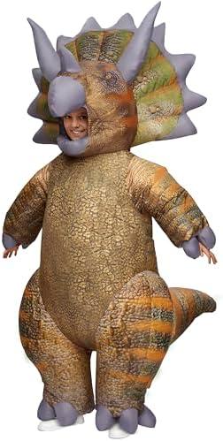 Spooktacular Creations Kids Halloween Inflatable Costumes, Triceratops Blow Up Costumes for Boys, Realistic Full Body Inflatable Suit for Halloween Cosplay Parties 7-10Y