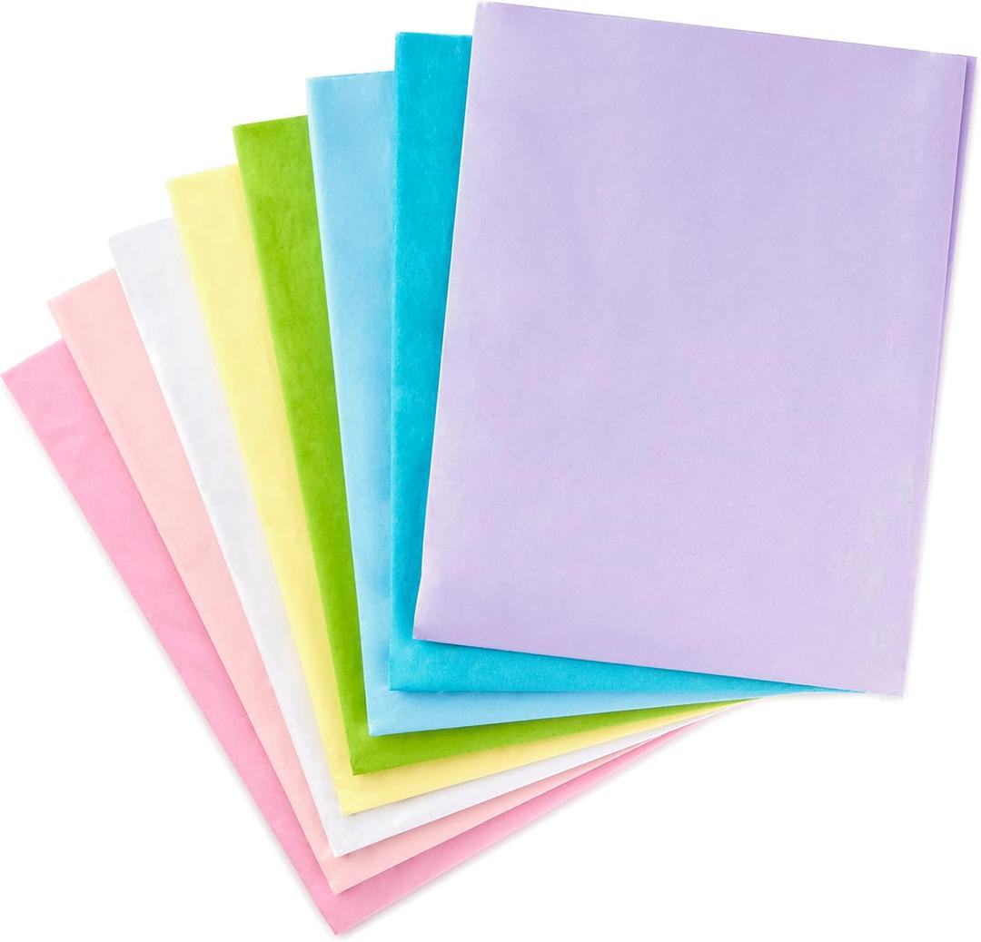 Hallmark Bulk Tissue Paper (Pastel Rainbow, 8 Colors) 120 Sheets for Easter, Spring Gift Wrap, Crafts, DIY Paper Flowers, Tassel Garland and More