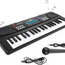 M SANMERSEN Kids Piano Keyboard, Piano for Kids with Microphone Portable Electronic Keyboards for Beginners 37 Keys Musical Toy for 3/4/5/6 Year Old Girls Boys (Black)