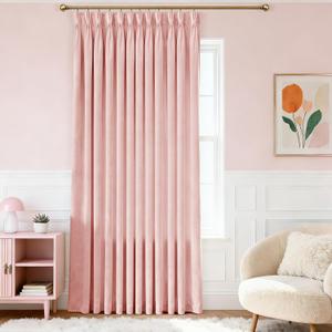 Baby Pink Velvet Curtains 80 Inches Wide for Nursery Kids Girls Bedroom Light Reducing Privacy Protect Window Drapes Thermal Insulated Pinch Pleat Drapes with Hooks 80x120 1 Panel