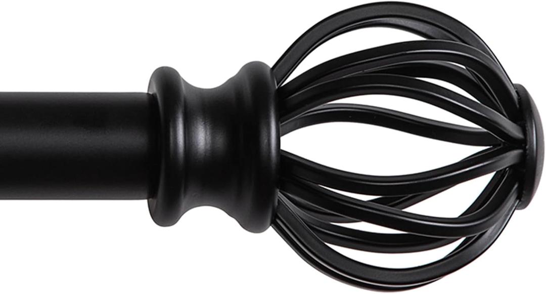 Black Curtain Rods for Windows 30-88 Inch Adjustable Heavy Duty Metal,1 Inch Pipe Decorative Modern Rustic Blackout Drapery Rods with Twisted Cage Finials
