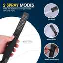All-Metal High Pressure Square Handheld Shower Head with Jet Spray and Rainfall Modes, Volume Control Regulator, ON/OFF Switch, Hose and Wall Mounted Adjustable Bracket, Matt Black Color