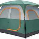 NEWBULIG 6 Person Camping Tent, 81.1 in Tall Waterproof Easy Setup Family Tent for Outdoor Hiking, Double Layer with Large Mesh Windows & Carry Bag, Green