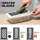 8-in-1 Vegetable Chopper with Container - Veggie Onion Salad Chopper, Mandoline Slicer, French Fry Cutter, Kitchen Gadgets with Cleaning Tools (White)