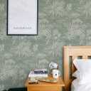 Naphite Floral Peel and Stick Wallpaper Vintage Leaf Botanical Dark Green Contact Paper for Cabinets Drawers Boho Self Adhesive Removable Wallpaper for Bedroom Waterproof Shelf Liner 17.3inW 197inL