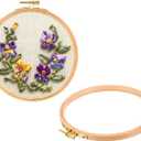 PATIKIL 2 Pieces 6 Inch Embroidery Hoops Round Adjustable Beach Wood Circle Cross Stitch Hoop Ring Bulk for Embroidery Art Craft Handy Sewing Decoration