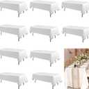 10Packs White Table Cloth Rectangle,Polyester Table Cloth, Wrinkle Resistant Washable Polyester Table Cover for Wedding Dining Table Buffet Parties and Camping. (White, 60 x 102 Inch 10Pack)