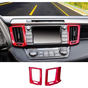 BOYUER for Toyota RAV4 2013 2014 2015 2016 2017 2018 2PCS ABS Dashboard Central Console Air Conditioning A/C Vent Panel Frame Interior Decoration Trim Accessories(Red) Enhance Fashion Sense