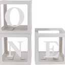 Sooyee First Birthday Decorations For Boy Or Girl, 3 Pcs ONE Balloon Boxes For 1st Birthday, Baby Clear Blocks Party Decor With ONE Letters For Photoshoot Props, Cake Smash Backdrop (White)