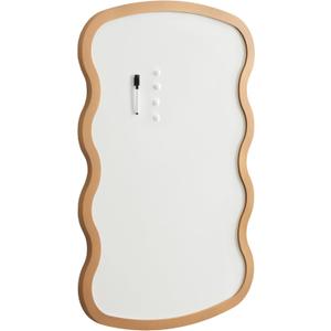 Kate and Laurel Holbrook Wavy Magnetic Dry Erase Board with Marker and Four Magnets, 24 x 36, Gold, Decorative Wall Organization White Board for Use as Bedroom or Dorm Room Decor