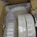U-QE 100 PCS Ivory Plastic Plates with Gold Rim - Gold Plastic Plates for Party - Heavy Duty Plastic Plates Disposable Use Including 50 Dinner Plates 10 '' & 50 Dessert Plates 7.5 ''
