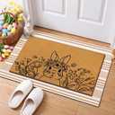 Tinideya 2 Pcs Easter Day Door Mat Welcome Outdoor Non Slip Coir Mats Flower and Bunny Floor Layering Doormats Seasonal for Front Porch Entryway Decor (Easter Bunny)