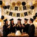 Yancan Graduation Banner Party Decorations, Black and Gold Class of 2026 Grad Garland for College High School Decor