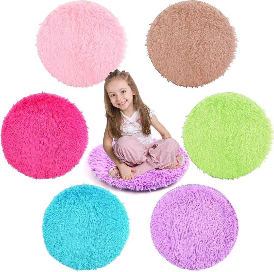6 Pack Crazy Carpet Circle Seats, 16 Inch Round Floor Cushions for Classroom, Soft Educational Play Mat for Group Activities and School Learning, Sitting Rug for Reading and Marker Playing Areas